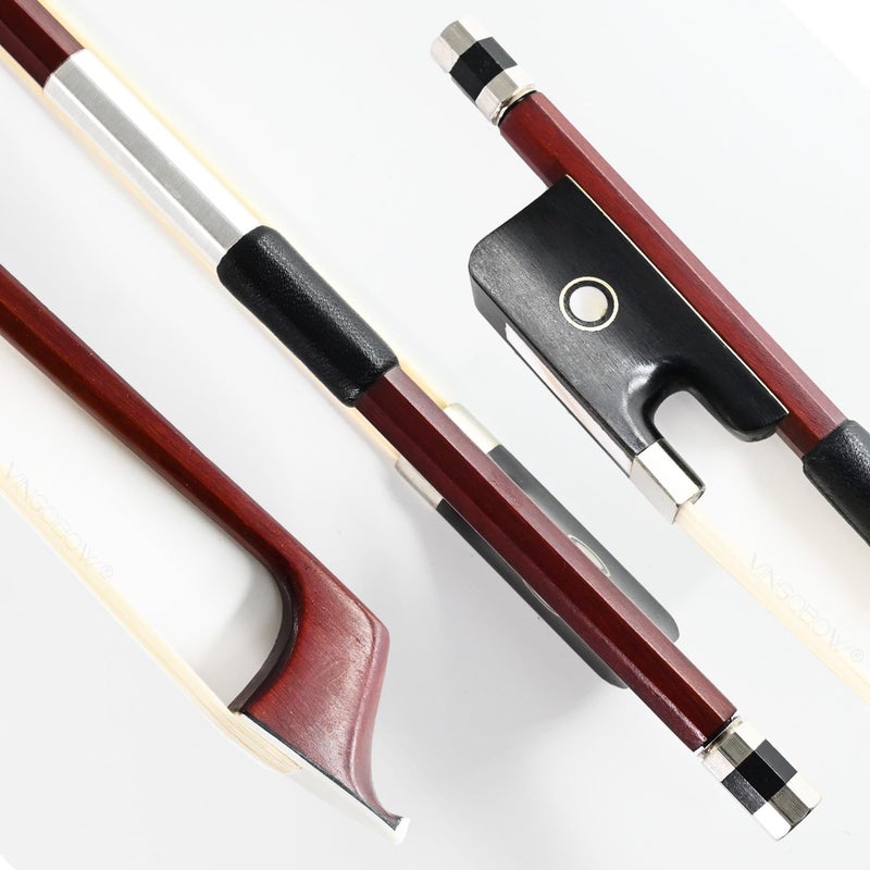 VINGOBOW 2PCS Brazilwood Cello Bow 4/4 Full Size 74.5cm Ebony Frog Natural Mongolian White Horsehair Well-Balanced Sweet Tone - Image 1